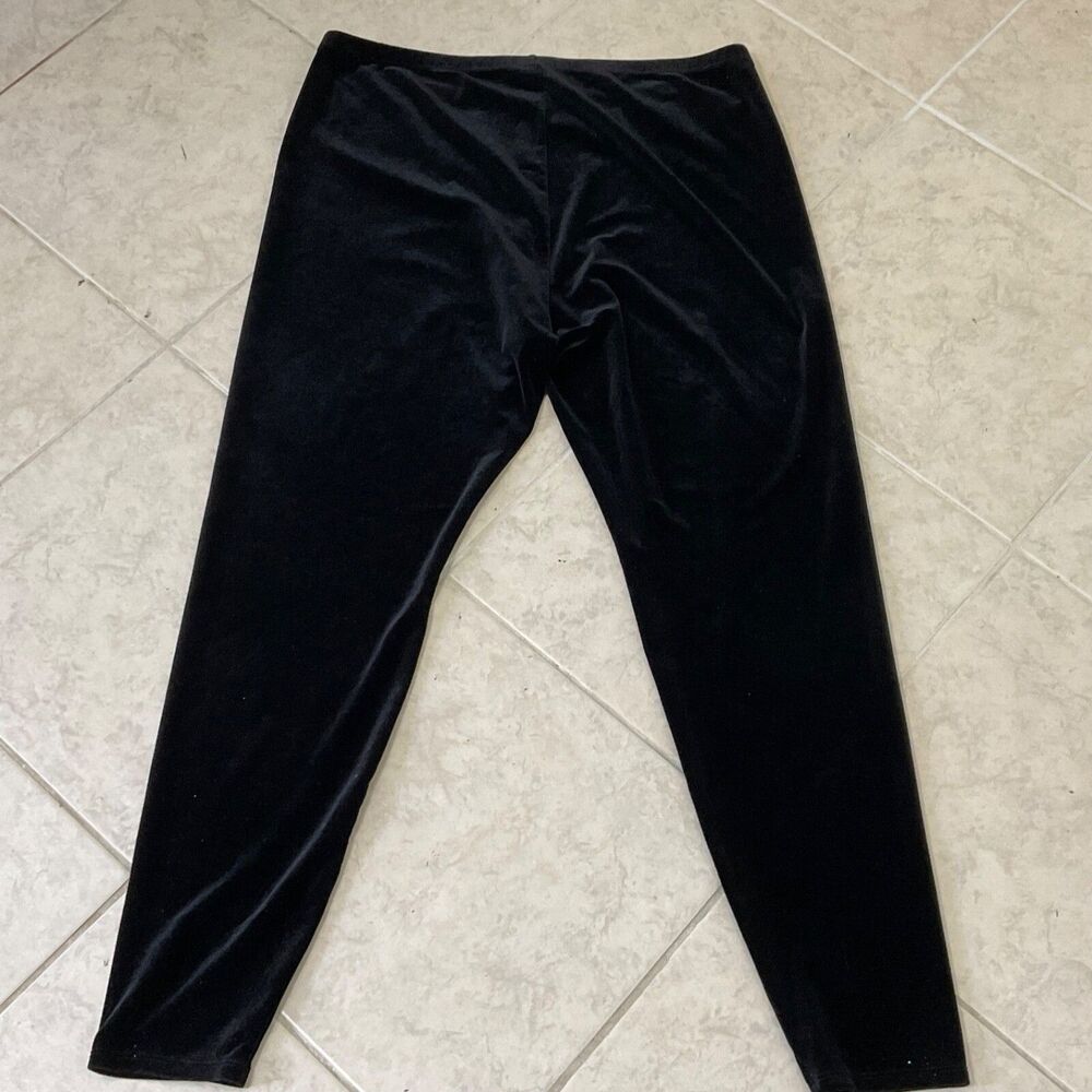 Eileen Fisher Velour Pants Women’s Size XL Black Leggings Stretch Recycled poly